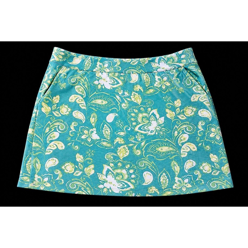 Belle by Kim Gravel Skort Size 2X Preppy Golf Pickleball Green Floral Paisley